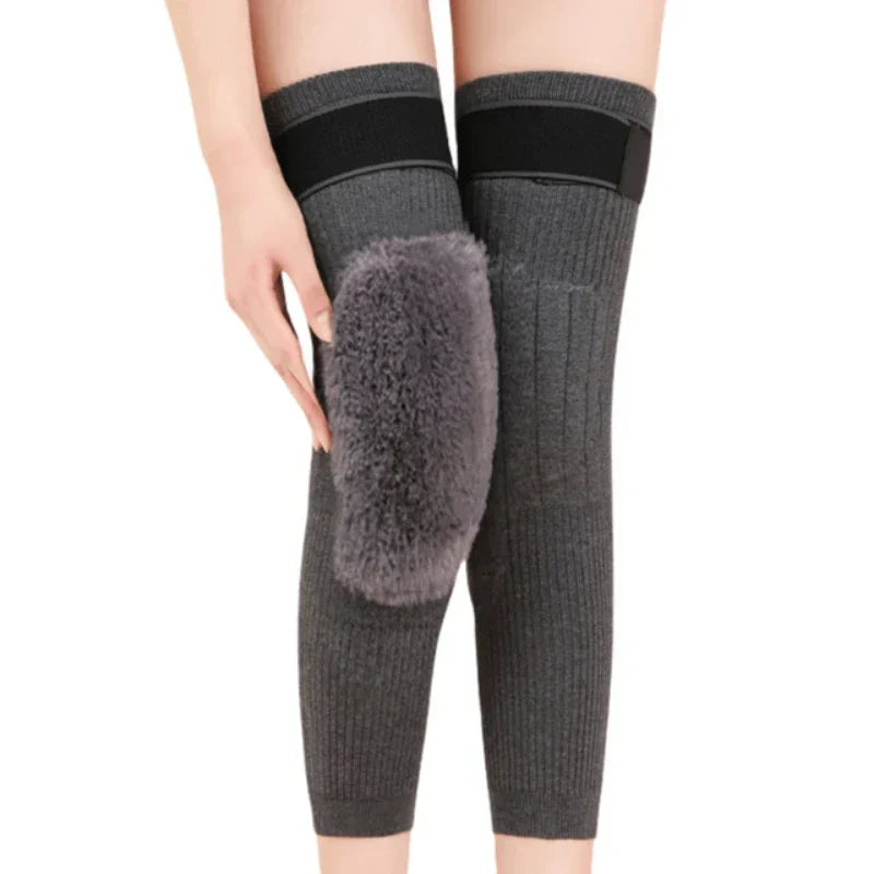 2 PCS Non-Slip Kashmiri Wool Knee Pads Leg Warmer with Strap Adjustable for Men & Women