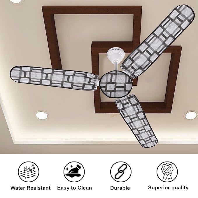 Waterproof & Dustproof Three Blade Grey Ceiling Fan Cover (Imported)
